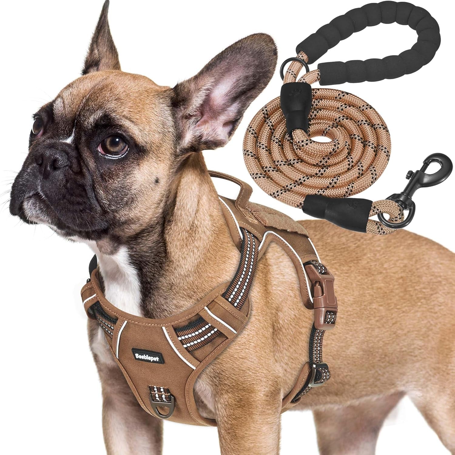 beebiepet-heavy-duty-tactical-dog-harness-for-small-dogs-no-pull-adjustable-pet-harness-reflective-service-training-easy-control-pet-vest-military-k9-working-dog-harnesses-large-brown