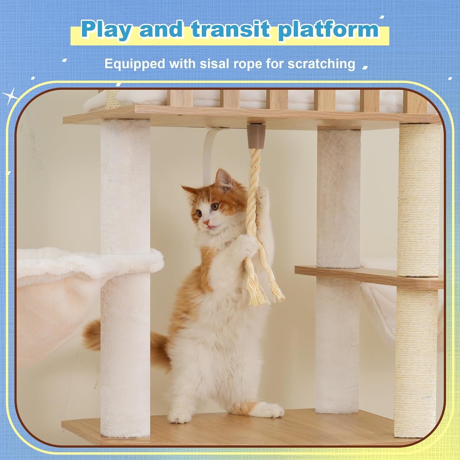 hey-brother-wooden-cat-tree-furniture-tower-with-large-platforms-mpj121bt-69-7-inch-modern-full-sisal-scratching-posts-hammocks-spacious-condo-ladder-brush-water-proof-surface-white-oak
