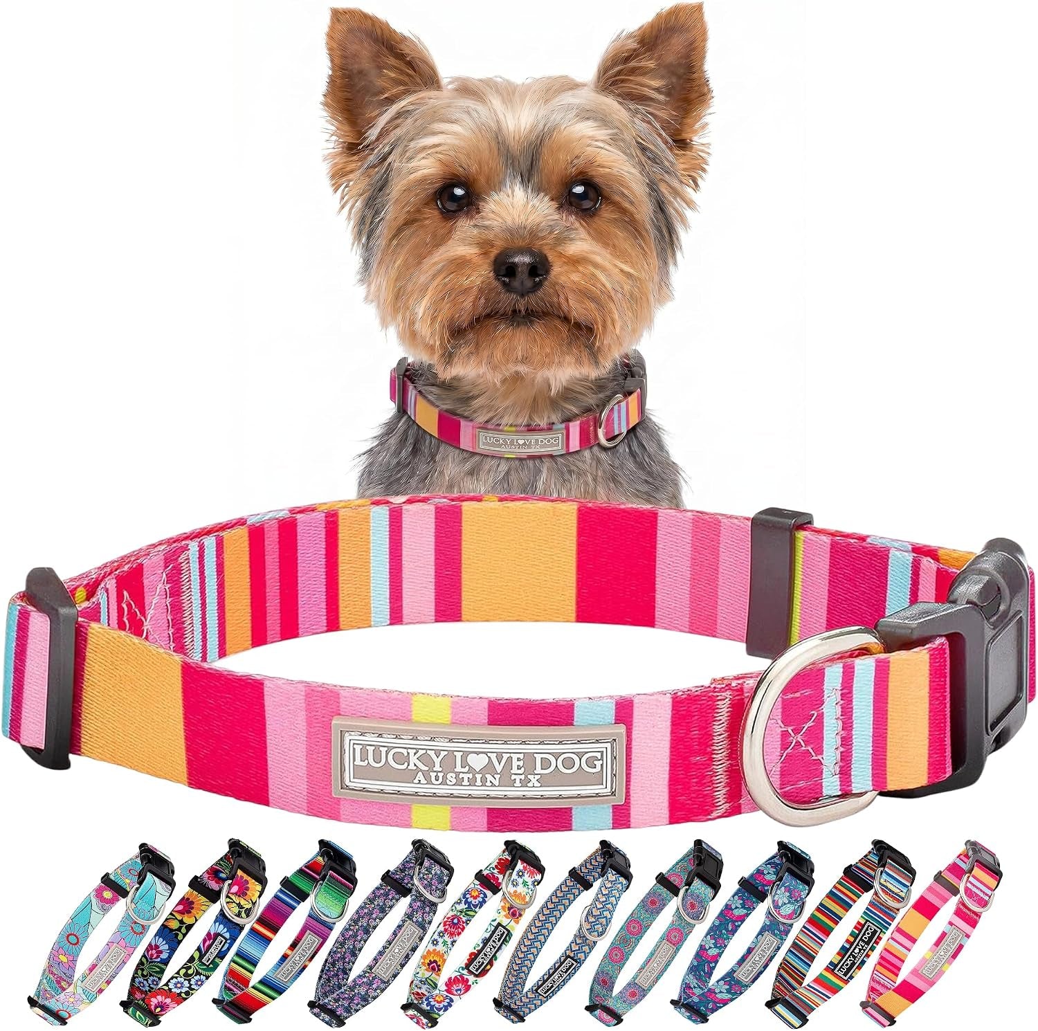 lucky-love-dog-easy-click-buckle-dog-collar-with-leash-set-combo-durable-comfortable-for-male-female-dogs-pet-collar-for-medium-dogs-secure-fit-blackbird-combo-medium