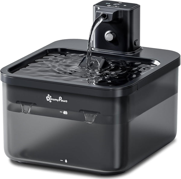 Downypaws Cat Water Fountain Cordless, Pet Fountain, 84Oz/2.5L, Black | Wireless Cat Drinking Water Fountains for Cats Indoor, Fursink , Battery Operated, Motion Sensor, Ultra Quiet Pump, Bpa-Free1
