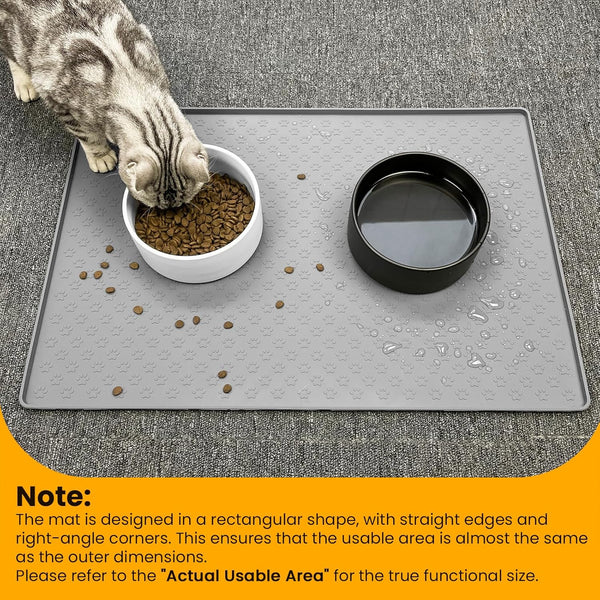 Ptlom Pet Placemat for Dog and Cat, Mat for Prevent Food and Water Overflow, Suitable for Small, Medium and Big Pet, 18" 12", Grey, Silicone5