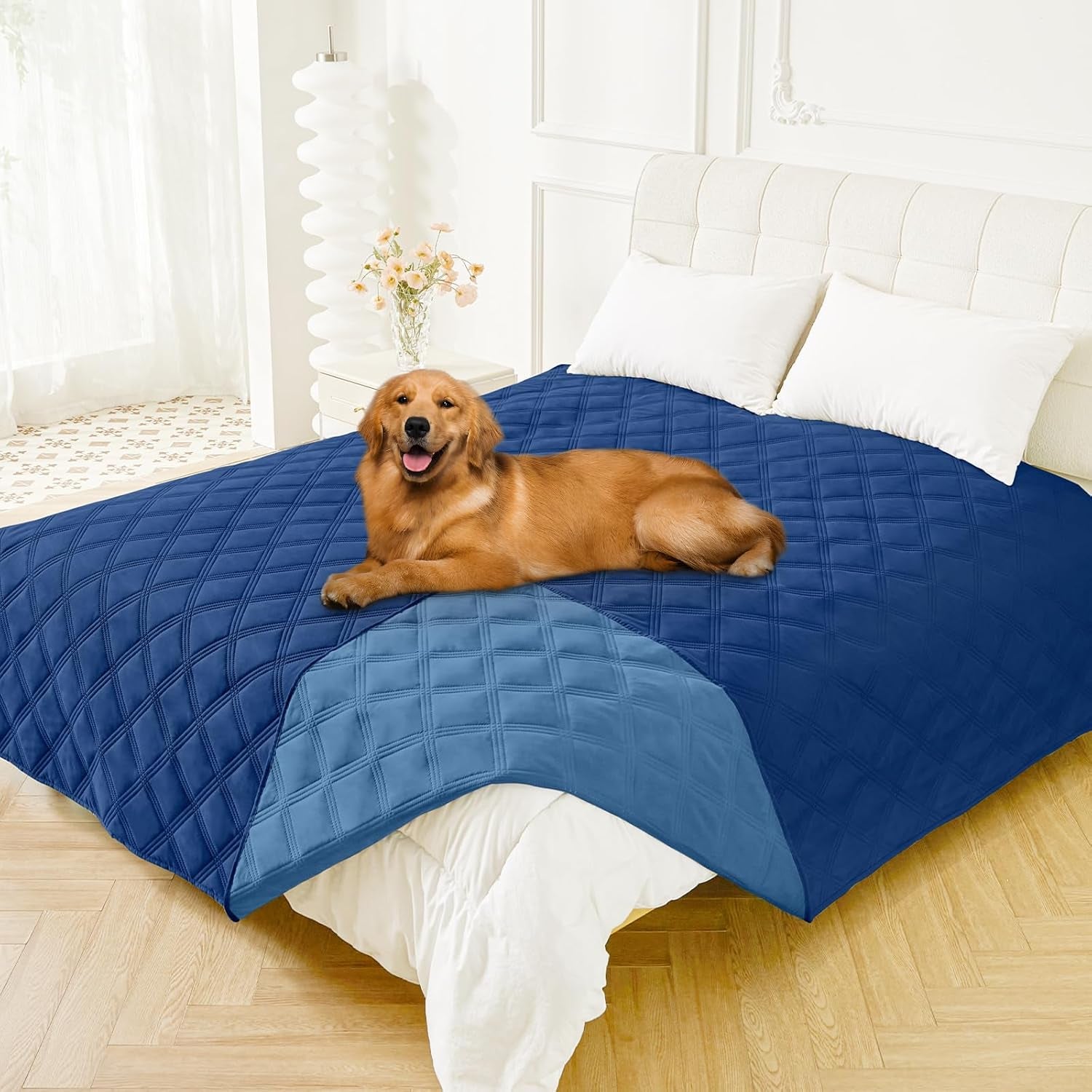 smiry-waterproof-dog-bed-cover-reversible-pet-blanket-for-sofa-couch-soft-washable-dog-blanket-leakproof-couch-cover-for-dogs-cats-furniture-protection-52x82-grey-dark-grey