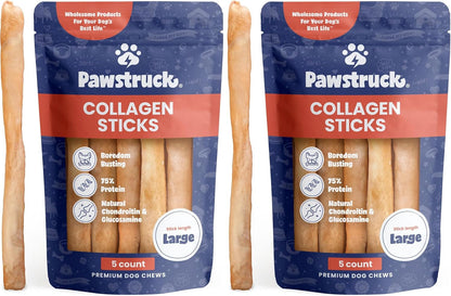 Pawstruck Natural Large 12" Beef Collagen Sticks for Dogs – Long-Lasting Rawhide Alternative, High Protein Treats with Chondroitin & Glucosamine – 5 Pack11