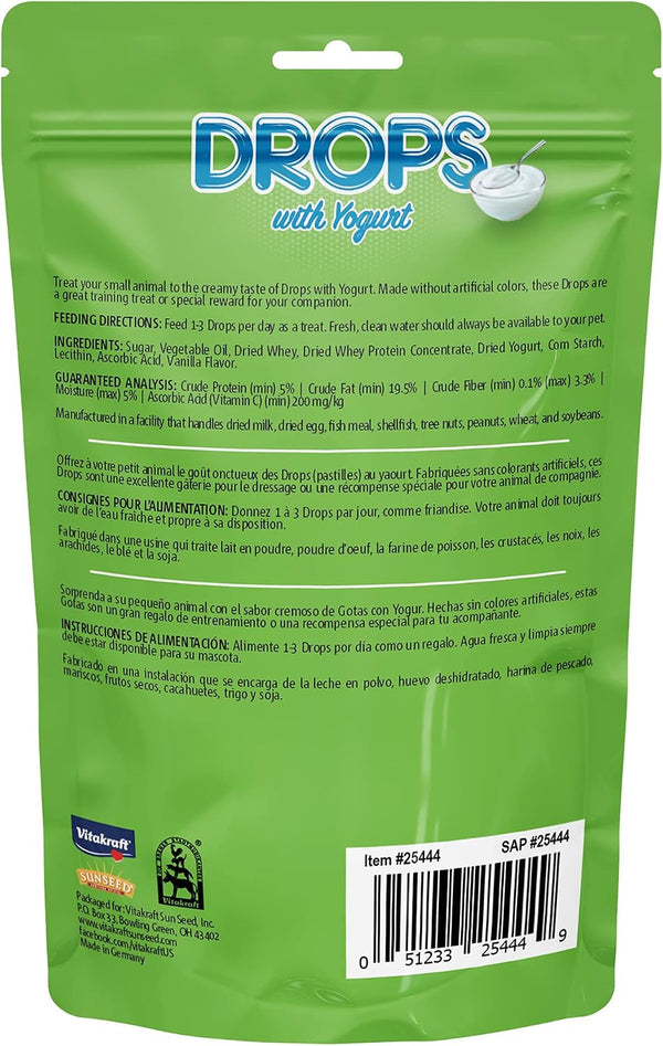 Vitakraft Drops Yogurt Drops Treat for Rabbits Guinea Pigs and Hamsters – Made with Real Dried Yogurt and Whey Protein – Vanilla Flavor with No Artificial Colors Flavors or Preservatives – 5.3 Oz Bag2