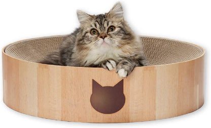 Necoichi Cat Scratcher Bowl for Indoor Cats - Cat Scratching Lounger with Reversible Usability and Extra Comfort for Lounge, Cardboard Bed Couch / (Regular, Dark Cherry)10