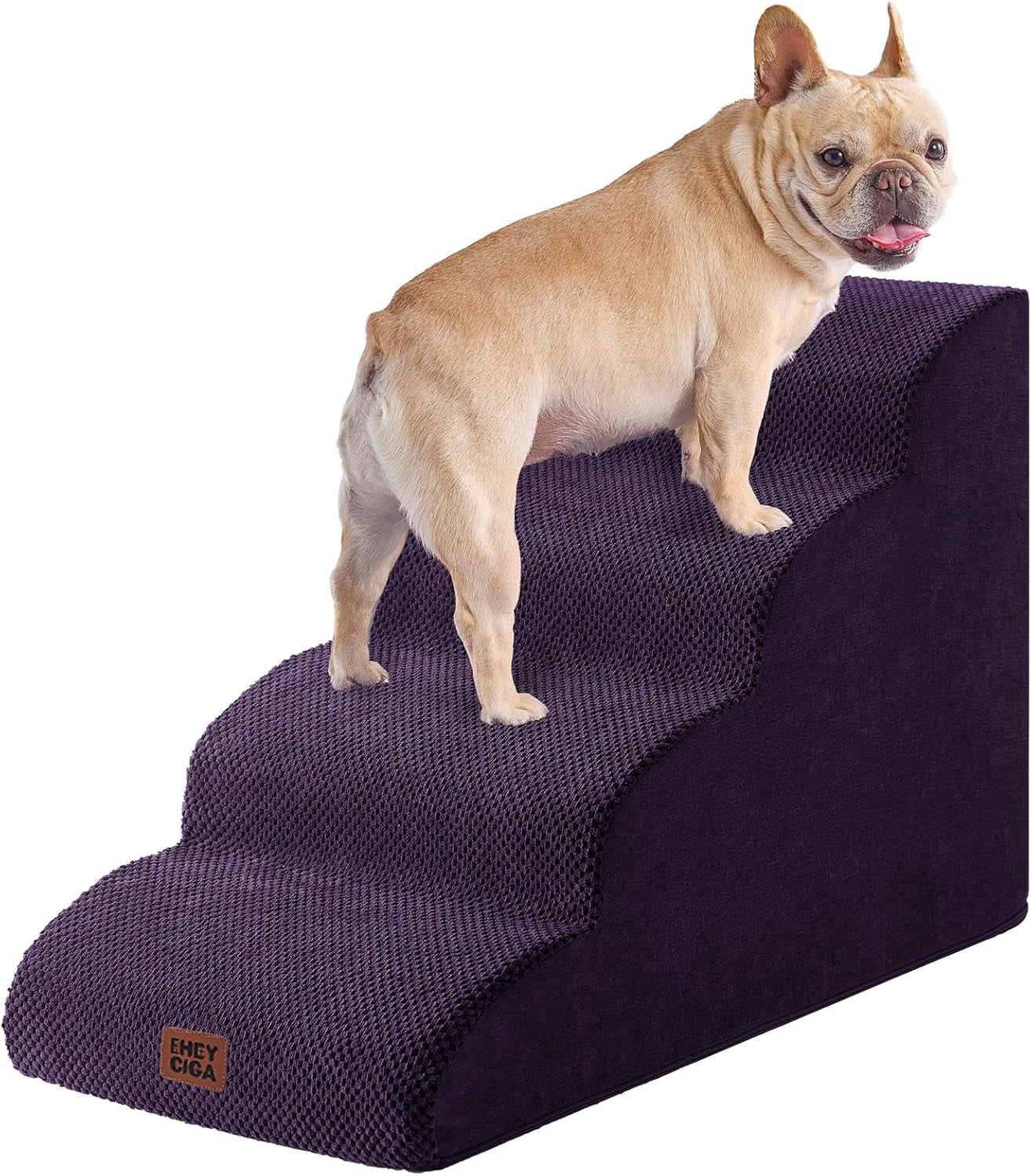eheyciga-curved-dog-stairs-ramp-for-5-step-high-beds-22-6-h-dog-steps-33d-density-of-pure-foam-for-small-dogs-and-cats-pet-stairs-for-high-bed-climbing-non-slip-balanced-pet-step-indoor-grey