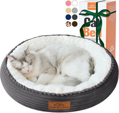 Zerbuger 20In Washable Cat Beds for Indoor Cats - round Donut Pet Bed for Cats, Small Dogs, Puppy, Kitten - Anti-Slip Bottom, Calming Bed Gift - Pink12