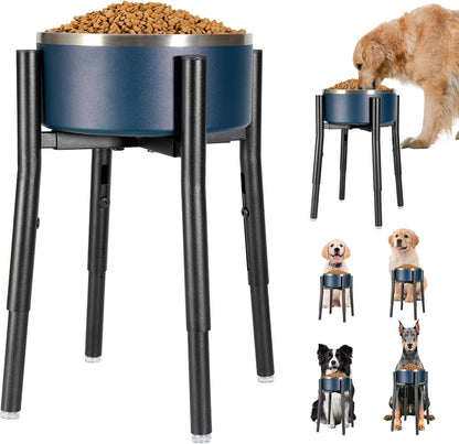 PROERR Single Dog Bowl Stand,Tall Dog Food Stand Adjustable Wide 7-11" Heights 14.5",Metal Elevated PET Bowl Holder Raised Water Feeder for Medium,Large Dog(Bowl Not Included)8