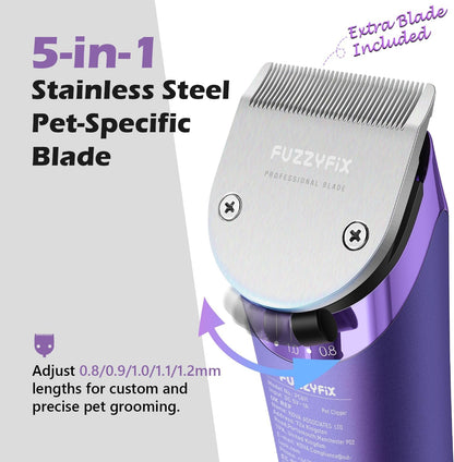 Professional Dog Grooming Clipper with 5-In-1 Replacement Blade | Adjustable Blade Cordless Pet Grooming Kit 2 Speed Trimmer Hair Shaver with Detachable Metal Combs Nova for Animal Horse4