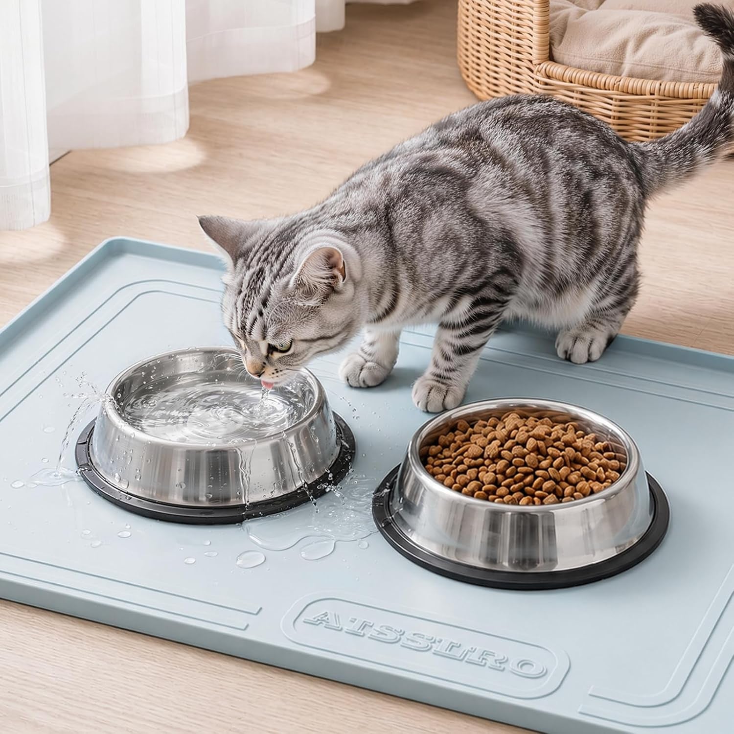 22x19-pet-feeding-mat-waterproof-nonslip-cats-and-dogs-water-bowl-mat-silicone-0-59-raised-edges-contain-food-water-spills-easy-to-clean-bpa-free-reinforced-to-resist-collapse-light-green