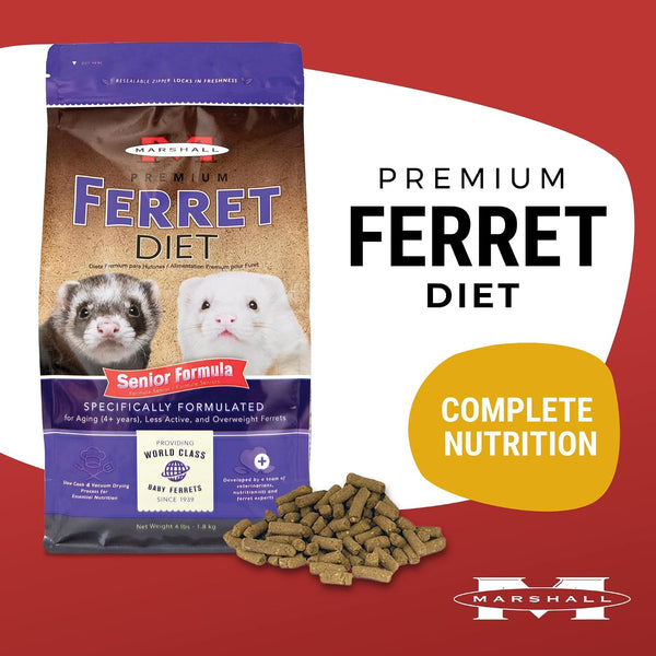 Marshall Premium Ferret Diet Senior Formula – 4 Lbs – Supports Digestion, Muscle Health & Vitality – Balanced Nutrition for Aging Ferrets with Essential Nutrients2