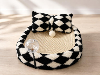 Furso Cat Bed Scratcher Lounge for Indoor Cats – Sisal Scratch Pad with Spring Treat Ball, Plush Pillow & Play Toy | Diamond Design | Protects Furniture14