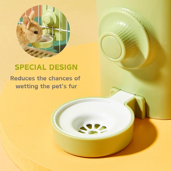 Rabbit Water Bottle, 600Ml/21Oz Hanging Water Dispenser Feeder Cage Crate Hutch Bunny Puppy Cat Chinchilla Ferret Guinea Pigs Squirrel Hedgehog (Green)2