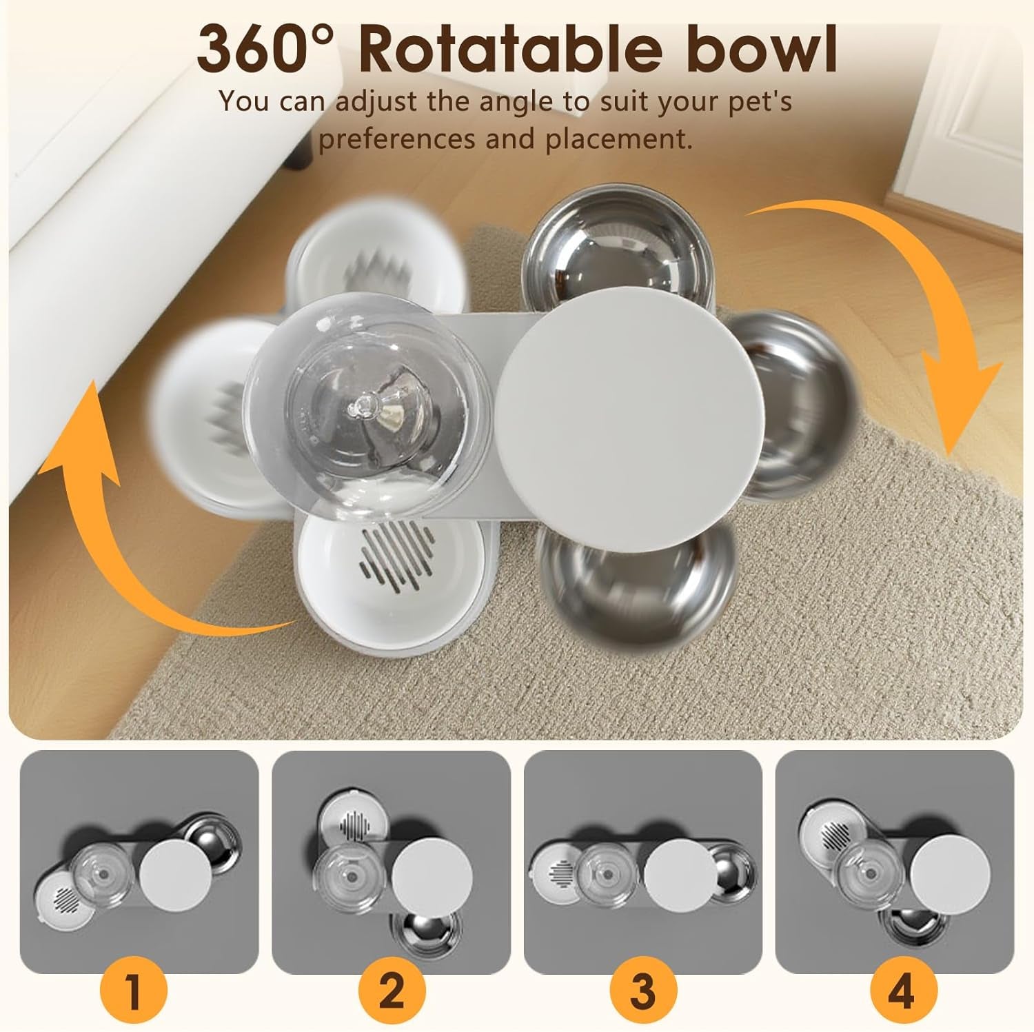 2-in-1-automatic-gravity-cat-dog-feeder-and-water-dispenser-with-304-stainless-steel-bowls-360-degree-rotatable-auto-food-with-2-specialized-brushes-for-small-medium-pet-dog-puppy-kitten-gray