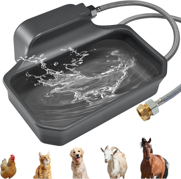 PETTEN Auto Fill Dog Water Bowl Dispenser Outdoor,Large Capacity(118Oz/1Gal) Auto Dog Water Dispenser with 3/4" GHT Male Faucet Connector, Water Bowl Dispenser for Dog, Cat, Livestock(Gray)1