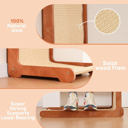 Large Cat Scratching Post for Indoor Cats,26.8'' Solid Wood Frame Natural Sisal L Shape Cat Scratch Pad, Vertical Cat Scratcher,Cat Scratching Board Cat Scratch Post,Perfect Cat Furniture4