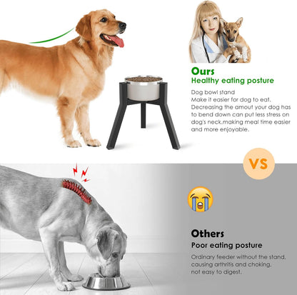 Dog Bowl Stand for Medium Large Dogs, Adjustable Width Elevated Dog Bowls 7-10.6", Raised Dog Food Water Bowls, 11 Inch Tall Single Holder, Black,Bowl Not Included2