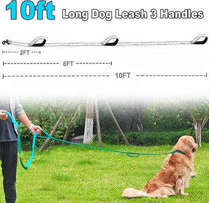 3 Handle Dog Leash 10FT Triple Handle Reflective Large Medium Dog | Multi Handles Heavy Duty Training Lead with Padded Traffic Handles for Control and Safety2