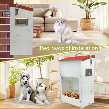 Gravity Automatic Cat Feeder Galvanized Small Animal Feeding Trough Food Dispenser for Cats Puppy 13L Outdoor Pets Feeder3
