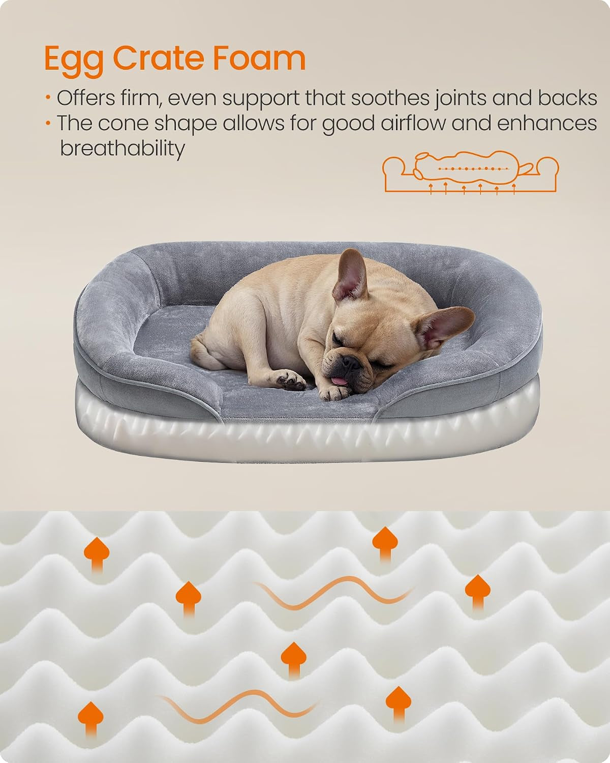 feandrea-dog-bed-medium-orthopaedic-dog-sofa-bed-30-x-20-x-7-inches-egg-crate-foam-waterproof-liner-raised-edges-removable-and-machine-washable-cover-non-slip-light-gray-upgw281g01