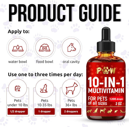 Liquid Multivitamin for Dogs with Glucosamine – Help with Allergies & Utis – Dog Vitamins and Supplements – Cat Multivitamin for Hips & Joints – B, C & D3 for Coat Shining & Digestion – 2 Oz5