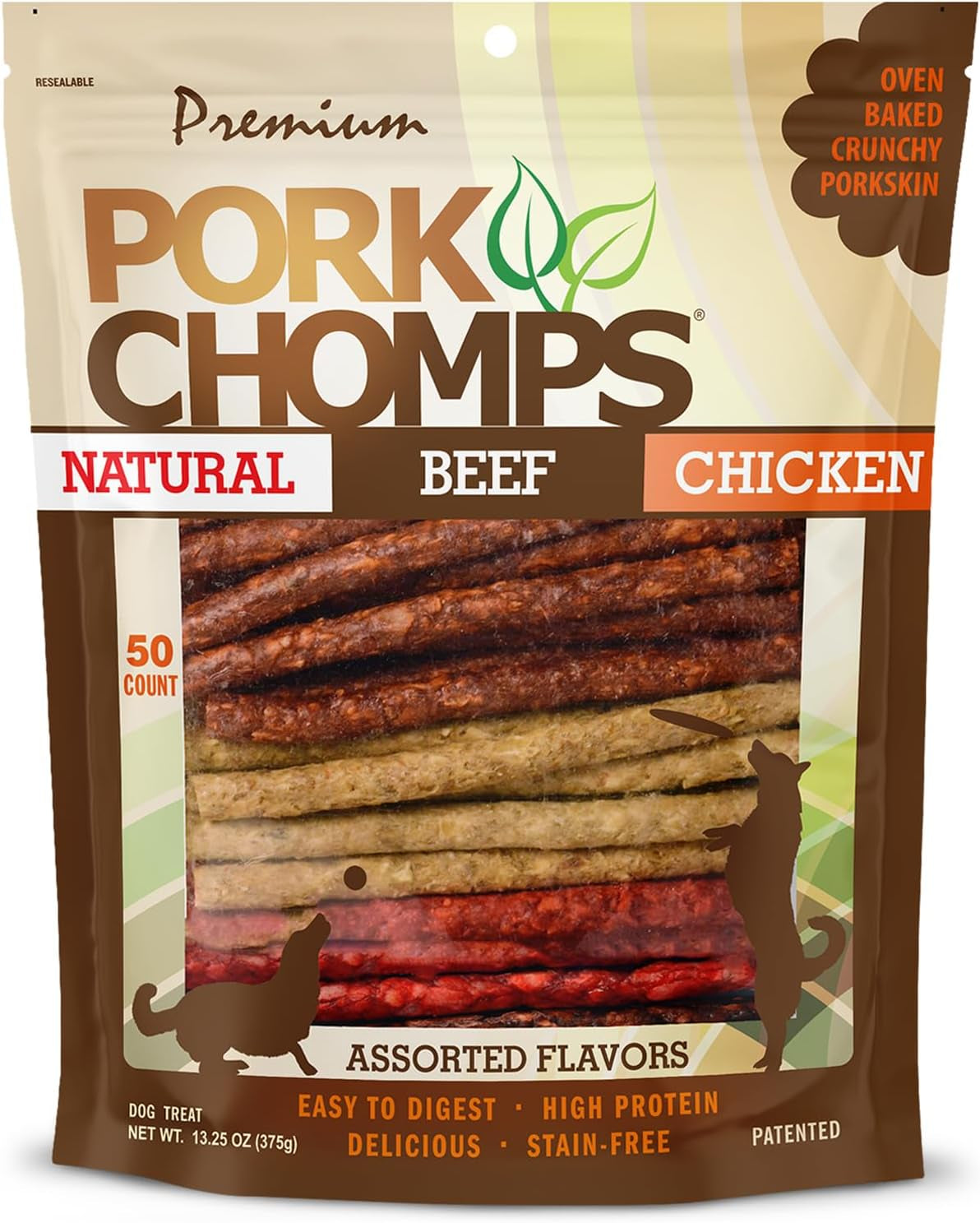 pork-chomps-dog-chews-5-in-munchy-sticks-assorted-flavors-50-count-oven-baked-from-real-pork-skin-a-rawhide-free-chew-thats-low-in-fat-high-in-protein-and-easy-to-digest