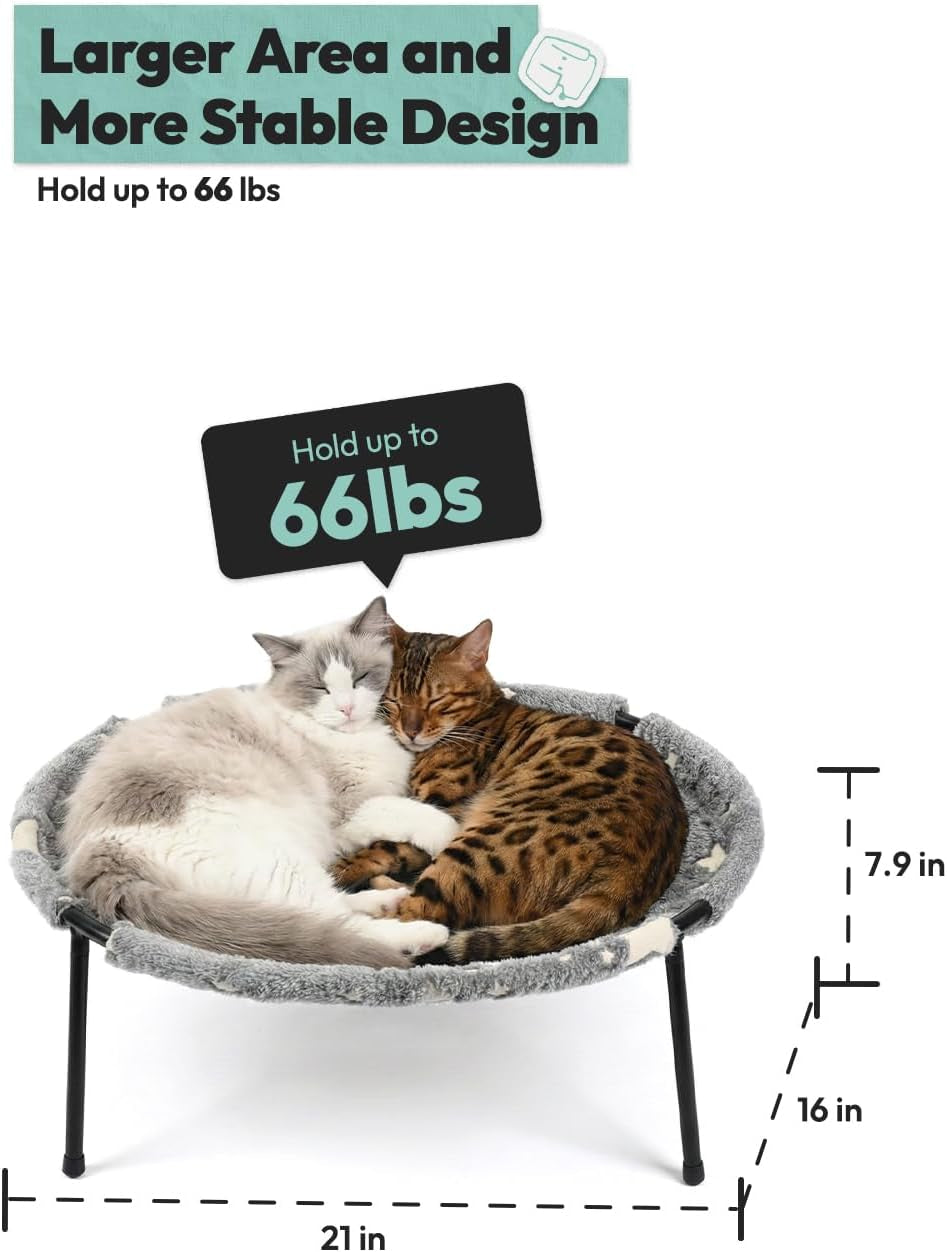 elevated-cat-bed-glow-in-the-dark-fabric-cat-hammock-bed-for-large-indoor-cats-machine-washable-breathable-cover-tool-free-easy-assembly-up-to-66lbs-gray-l