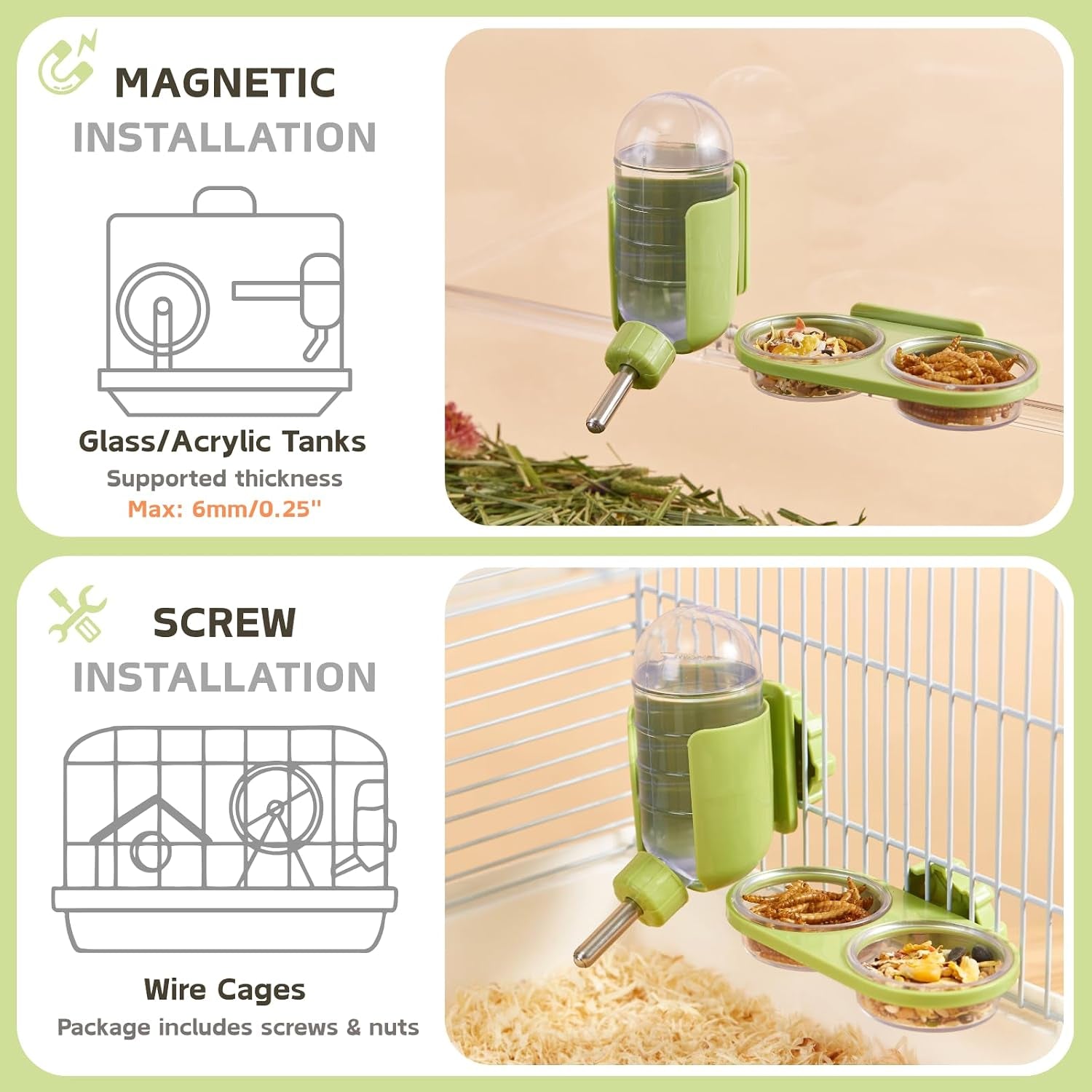 magnetic-reptile-feeding-ledge-with-2-pack-plastic-bowls-food-feeder-water-dish-for-crested-gecko-dwarf-hamstergray-magnetic-mounted