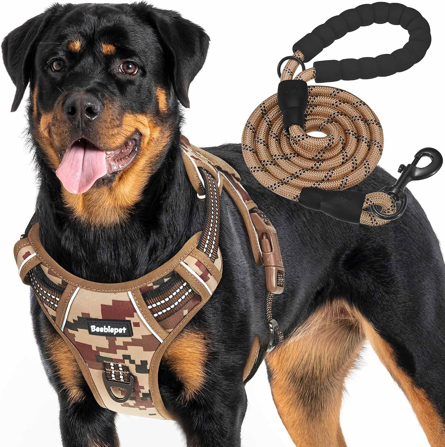 beebiepet-heavy-duty-tactical-dog-harness-for-small-dogs-no-pull-adjustable-pet-harness-reflective-service-training-easy-control-pet-vest-military-k9-working-dog-harnesses-large-brown