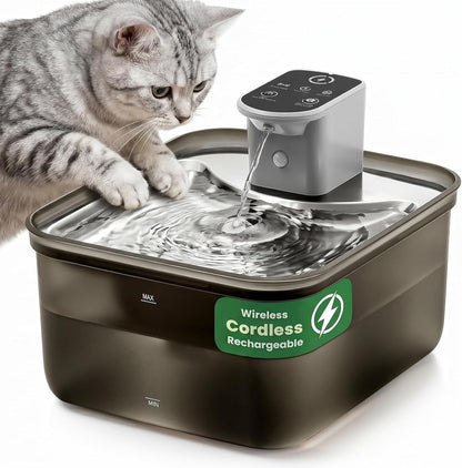 Wireless Cat Water Fountain, 118Oz/3.5L Battery-Operated Pet Fountain | 3 Smart Modes,4000Mah Large Capacity Rechargeable Battery Operated Cat Water Dispenser Ultra Quiet Bpa-Free, 1 Filter1