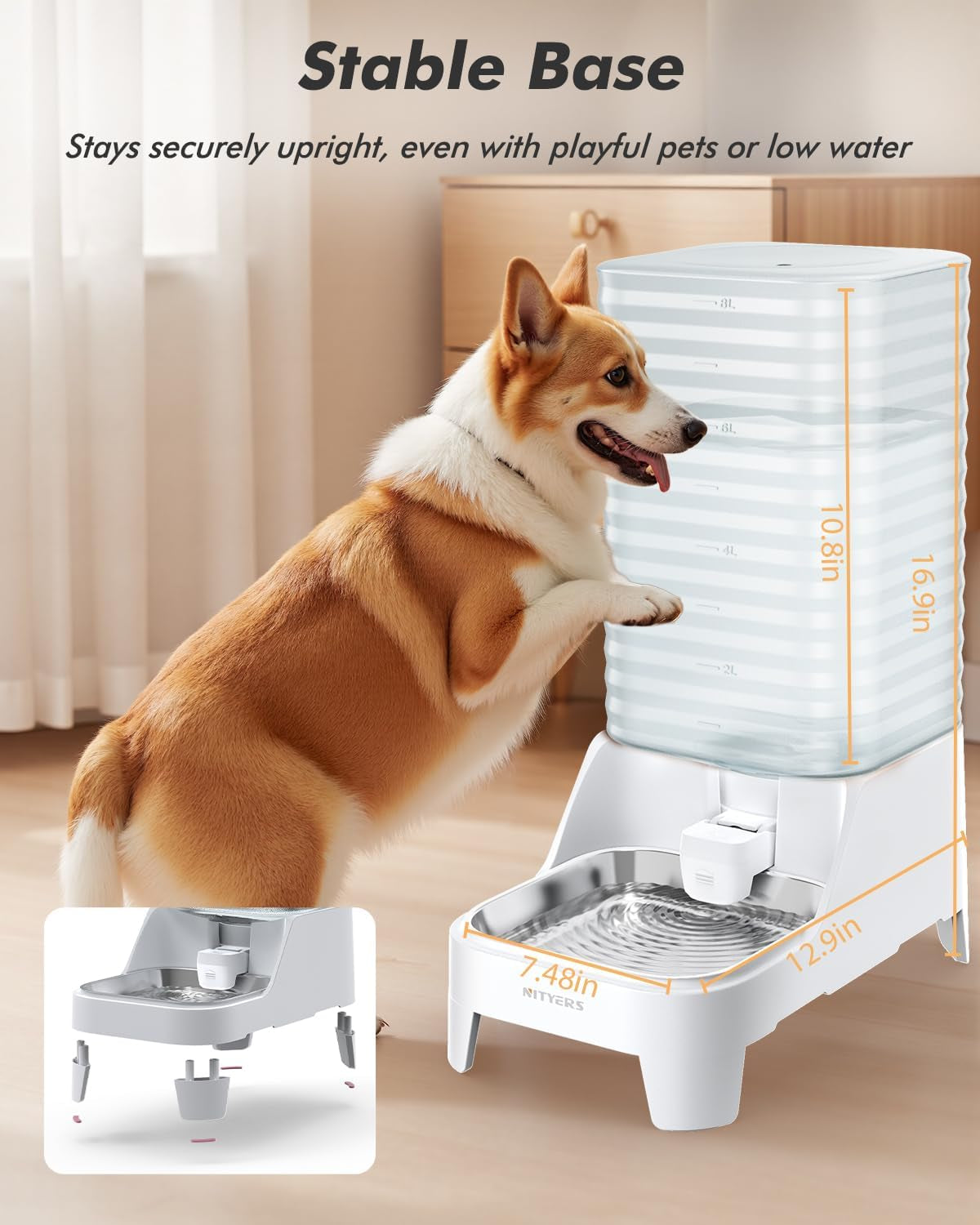 automatic-dog-water-bowl-dispenser-with-patented-faucet-8l-large-gravity-cat-water-dispenser-with-filter-adjustable-base-wide-mouth-for-easy-clean-bpa-free-stainless-steel-pet-waterer-for-pets