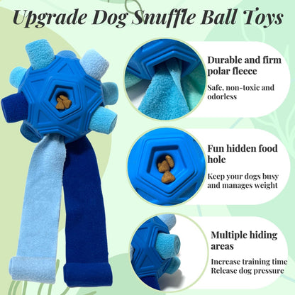 Snuffle Ball for Dog Toys Unbreakable Upgrade Ball Interactive Toy Foraging Snuffle Mat Puppy Treat Dispenser Slow Feeder Dog Puzzle Toys for Small, Medium, Large Pets (Blue)3