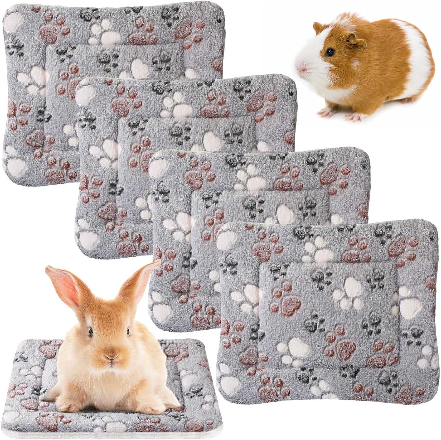 tuanse-4-pack-ultra-soft-dog-cat-bed-mat-small-animal-guinea-pig-bed-with-cute-print-reversible-fleece-dog-crate-kennel-pad-cozy-washable-thickened-hamster-pet-beds-mat13-x-19-inches-light-gray