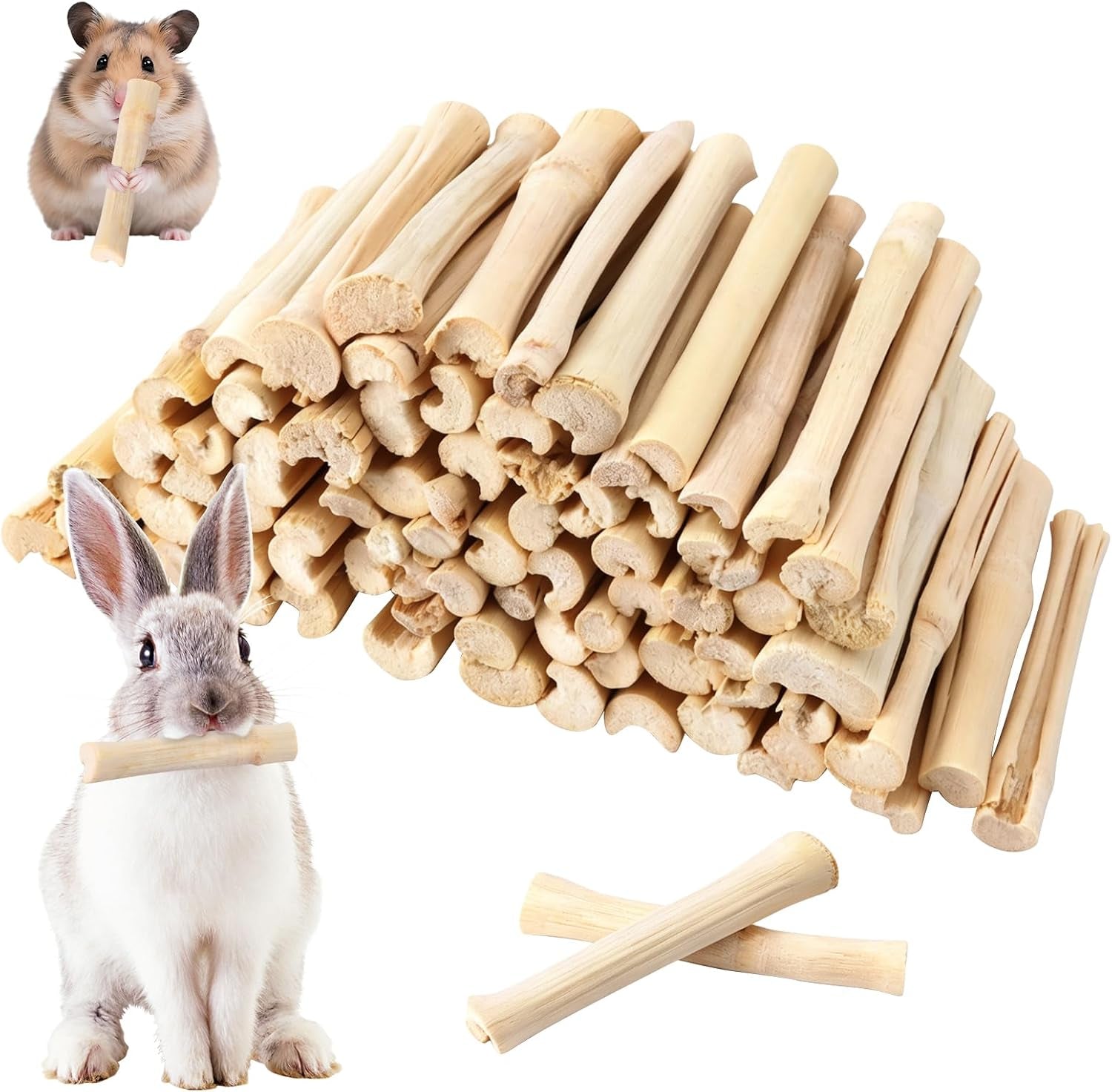 2lb-sweet-bamboo-chew-sticks-for-rabbits-guinea-pigs-natural-molar-teething-treats-60-75-sticks-dental-grinding-toys-for-hamsters-chinchillas-rats-small-animals