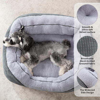 INVENHO Medium Dog Beds for Medium Dogs Washable, Rectangle Dog Bed Medium Size Dog, Orthopedic Dog Bed, Warming Soft Calming Sleeping Puppy Bed Durable Pet Bed with Anti-Slip Bottom M(30"X24"X9")2
