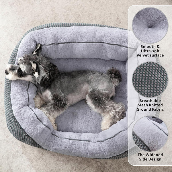 INVENHO Medium Dog Beds for Medium Dogs Washable, Rectangle Dog Bed Medium Size Dog, Orthopedic Dog Bed, Warming Soft Calming Sleeping Puppy Bed Durable Pet Bed with Anti-Slip Bottom M(30"X24"X9")2