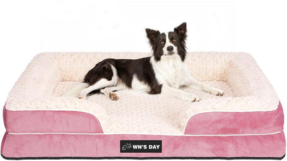 Orthopedic Dog Bed for Large Medium Sized, Washable Memory Foam Large Dog Bed, Medium Pet Sofa with Removable Cover, Washable Waterproof Pet Couch Beds(Grey, L)17