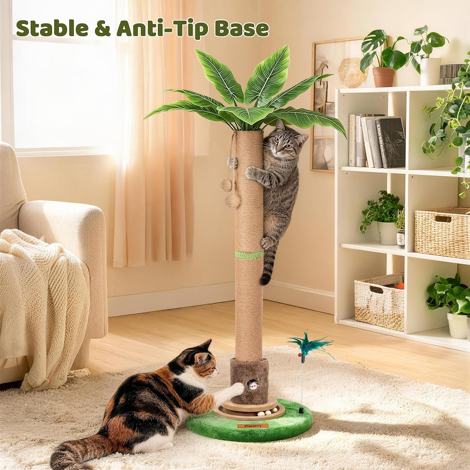 material-upgrade-famifit-50-8-plant-cat-scratching-post-tall-cat-tree-natural-sisal-rope-scratcher-with-solid-wood-ball-track-mouse-hole-interactive-design-for-indoor-cats-kittens