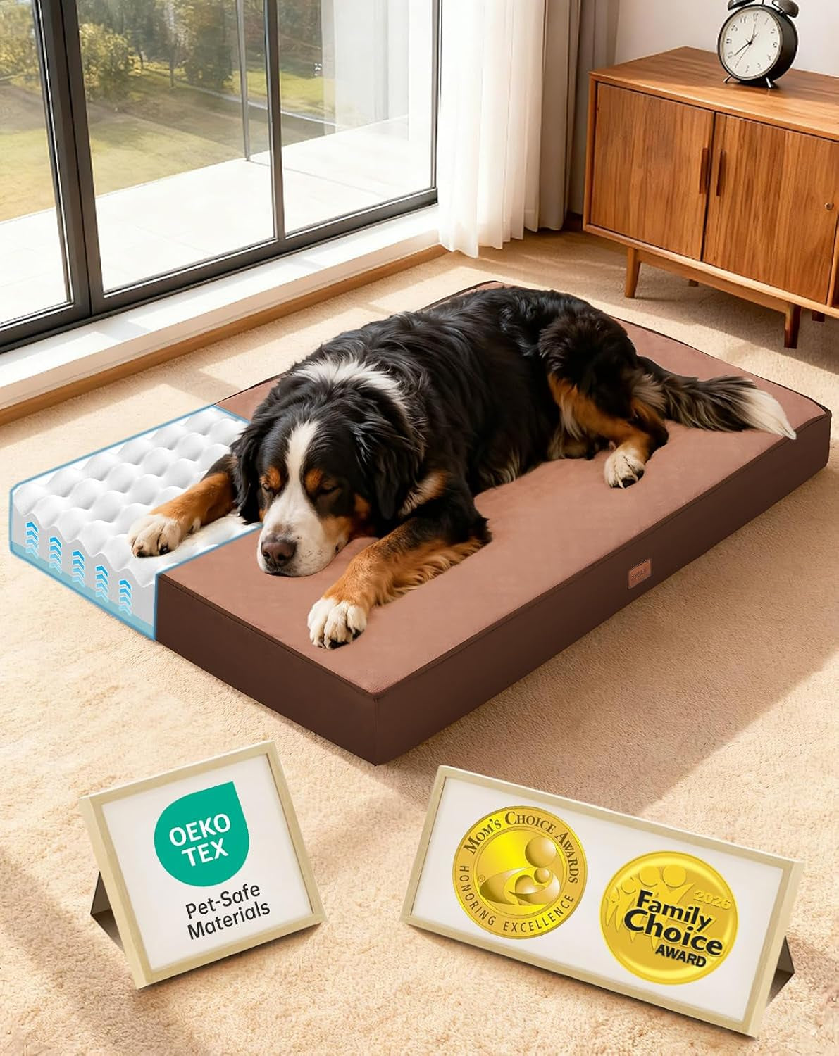 ohgeni-orthopedic-waterproof-large-dog-bed-memory-foam-41-inchgray-machine-washable-removable-cover-in-easy-clean-fabric-reversible-memory-foam-easy-carry-handle-suitable-for-crate