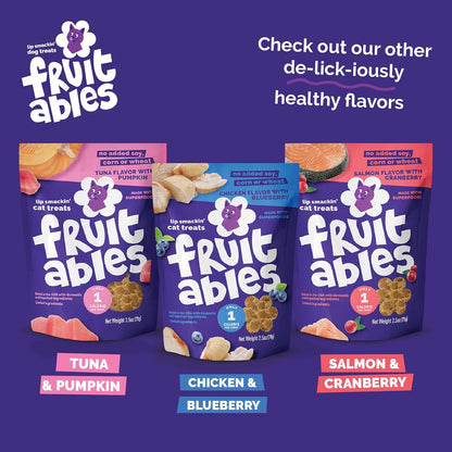 Fruitables Cat Treats - Crunchy - Salmon, Tuna, Chicken - 2.5 Oz (3 Pk) | Low Calorie, Crunchy Training Biscuits with Pumpkin Superfoods - Wheat Corn, Soy Free - USA Made3
