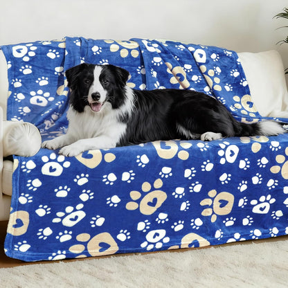 Rezutan Blanket for Large Dogs, Cat Flannel Washable Soft Pet Mat Throw Cover for Kennels-Beds, Sofas, Furniture Protection, Cute Paw Pattern, Black, 50X40 Inch16
