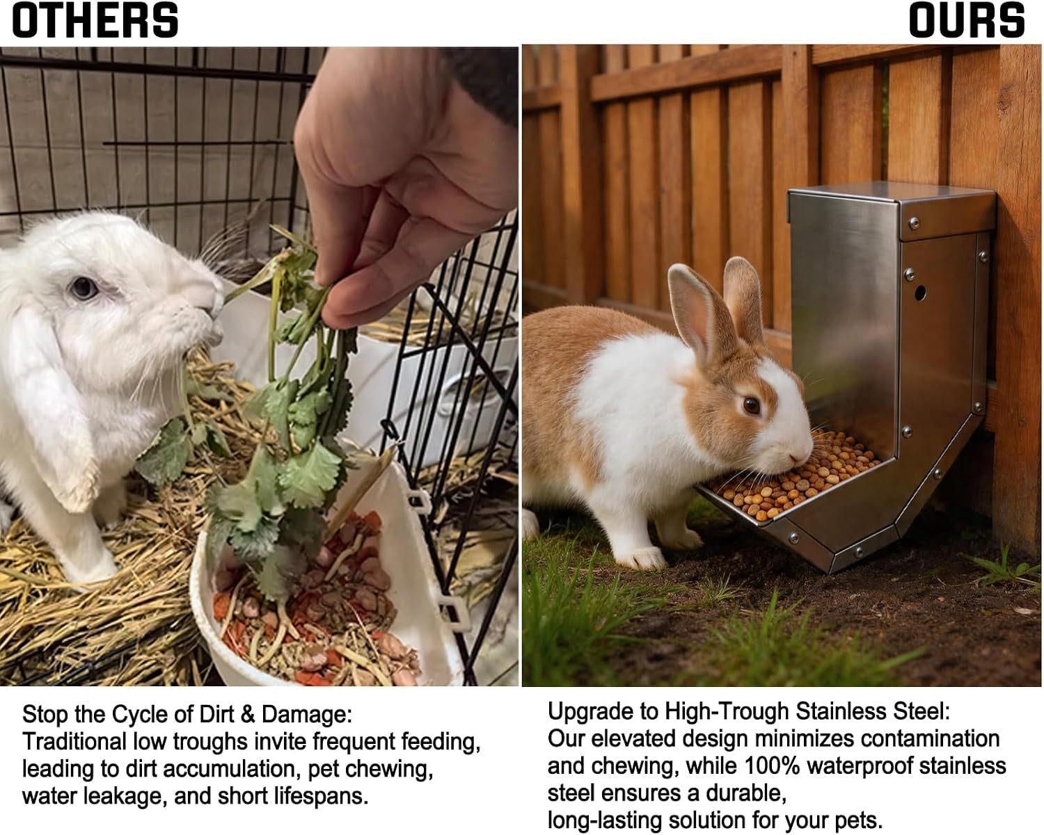 rabbit-feeder-small-animal-stainless-steel-gravity-feeding-trough-with-lid-outdoor-durable-cage-feeder-holds-several-days-food-4-inch-1-5lbs