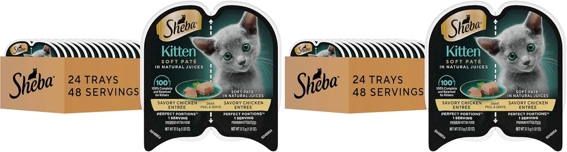 sheba-perfect-portions-kitten-pate-wet-cat-food-multipack-2-6-oz-24-ct-dha-for-brain-development-vitamin-e-for-immunity-real-meat-all-essential-amino-acids-complete-balanced-48-servings