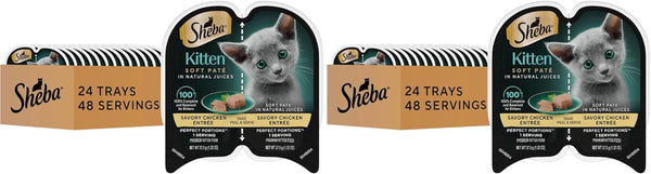 Sheba Perfect Portions Kitten Pate Wet Cat Food, Multipack, 2.6 Oz, 24 Ct | DHA for Brain Development, Vitamin E for Immunity, Real Meat, All Essential Amino Acids, Complete & Balanced, 48 Servings12