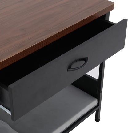 Dog Bed End Table with Storage Drawer and Washable Cushion, Black & Walnut | Open Elevated Dog Bed Furniture for Small Medium Dogs up to 50 Lbs, Metal Frame, Drawer, for Living Room, Bedroom Bedside7