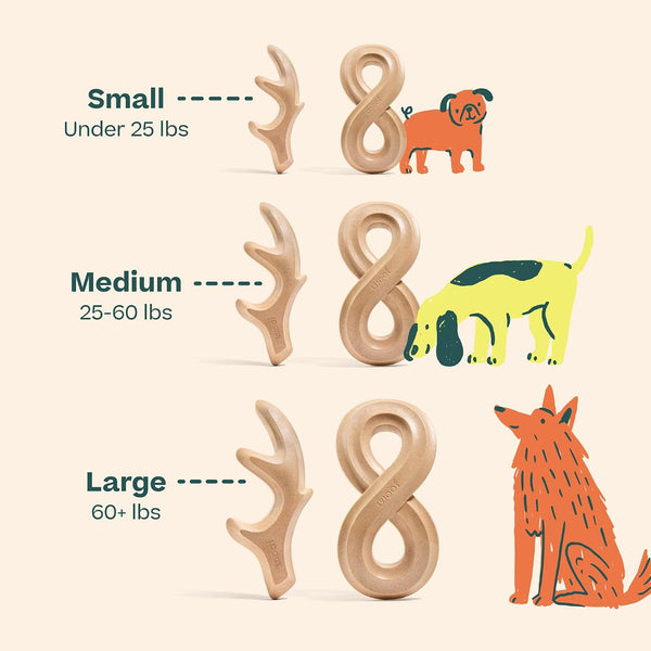 WOOF Honestchew Antler Dog Chew Toy for Dogs 25-60 Lbs | Includes Antler & Infinity, Plant-Based Materials, Splinter-Resistant, Durable Chews, Supports Dental Care, Gift-Ready Set7