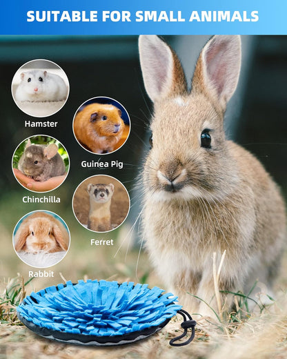 Rabbit Foraging Mat, Interactive Feed Game for Boredom, Small Pet Puzzle Toy, OVMKOV 9.44" X 9.44" Polar Fleece Snuffle Pad Bed Nosework Feeding Mat for Bunny Hamster Guinea Pigs Ferrets Chinchillas3