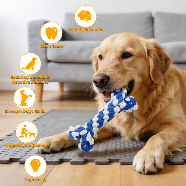 Dog Teething Chew Toys - 12 Pack Small Medium Breed Puppy Toy, Variety Dogs Rope Chew Toys Bundle for Boredom,Pet Interactive Squeaky Toys. Indestructible Cotton Puppy Teething Chew Tug Toys2