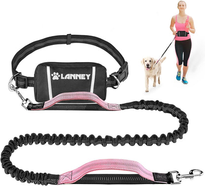 Hands Free Dog Leash, Waist Running Leash with Zipper, Walking Pouch for Medium Large Dogs, Dual Handle and Retractable Bungee for Training Jogging Hiking9