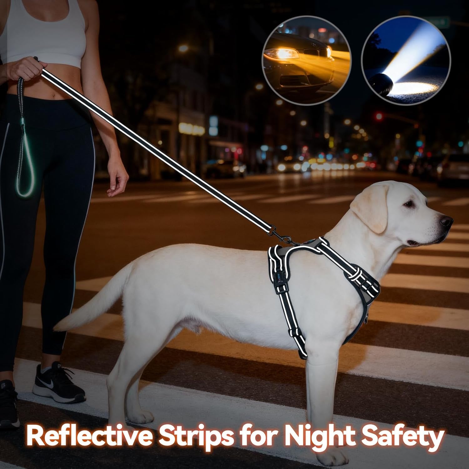 phoepet-no-pull-dog-harness-medium-reflective-front-clip-vest-with-handle-adjustable-2-metal-rings-2-bucklesm-grey